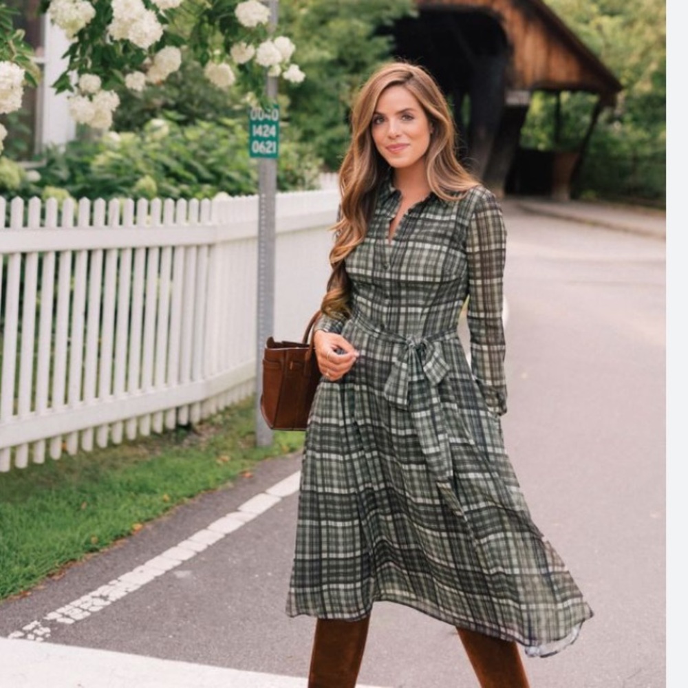 Gal Meets Glam Jessie Green Plaid Dress
